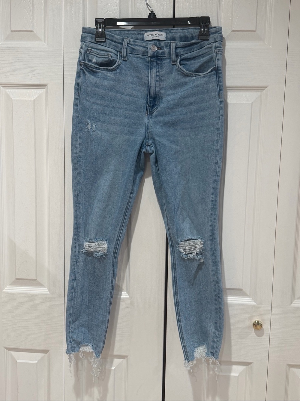Flying Monkey Light Blue Distressed Ankle Jeans